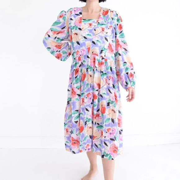 Vintage D'allaird's Made In Canada Floral Long Sleeve Midi  Dress - Picture 2 of 15